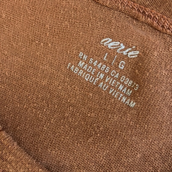 Aerie Linen Blend Oversized Burnt Orange Pocket Tee Size L - Picture 4 of 4